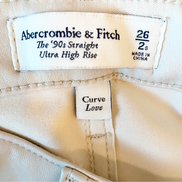 ABERCROMBIE & FITCH 90’s Straight Curve Love Jeans Cream Mixed Fabric - Picture 11 of 14